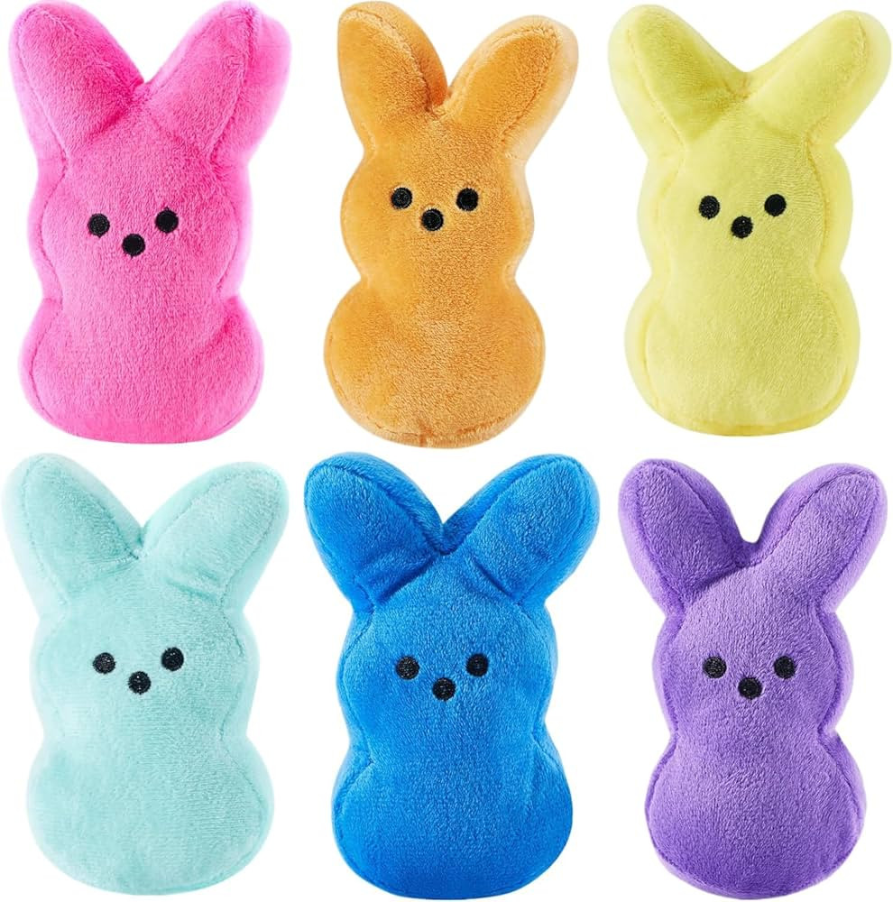 vizethru 6 pcs Easter Bunny Plush Toys Decorations Cute Animal Bunny Stuffed Doll Easter Basket S... | Amazon (US)