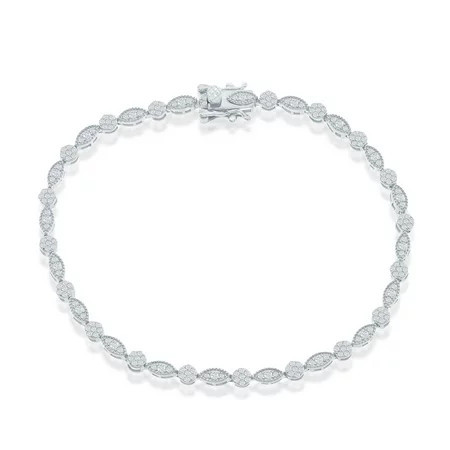 iJewelry2 Sterling Silver Round & Marquise Clear CZ Bridal Tennis Bracelet | Walmart (US)