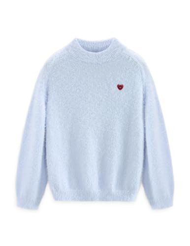 Aelfric Eden Fuzzy Soft Sweaters Mohair Oversized Solid Sweaters Crewneck Knit Casual Pullover 2025 Trendy Outfits Blue | Amazon (US)