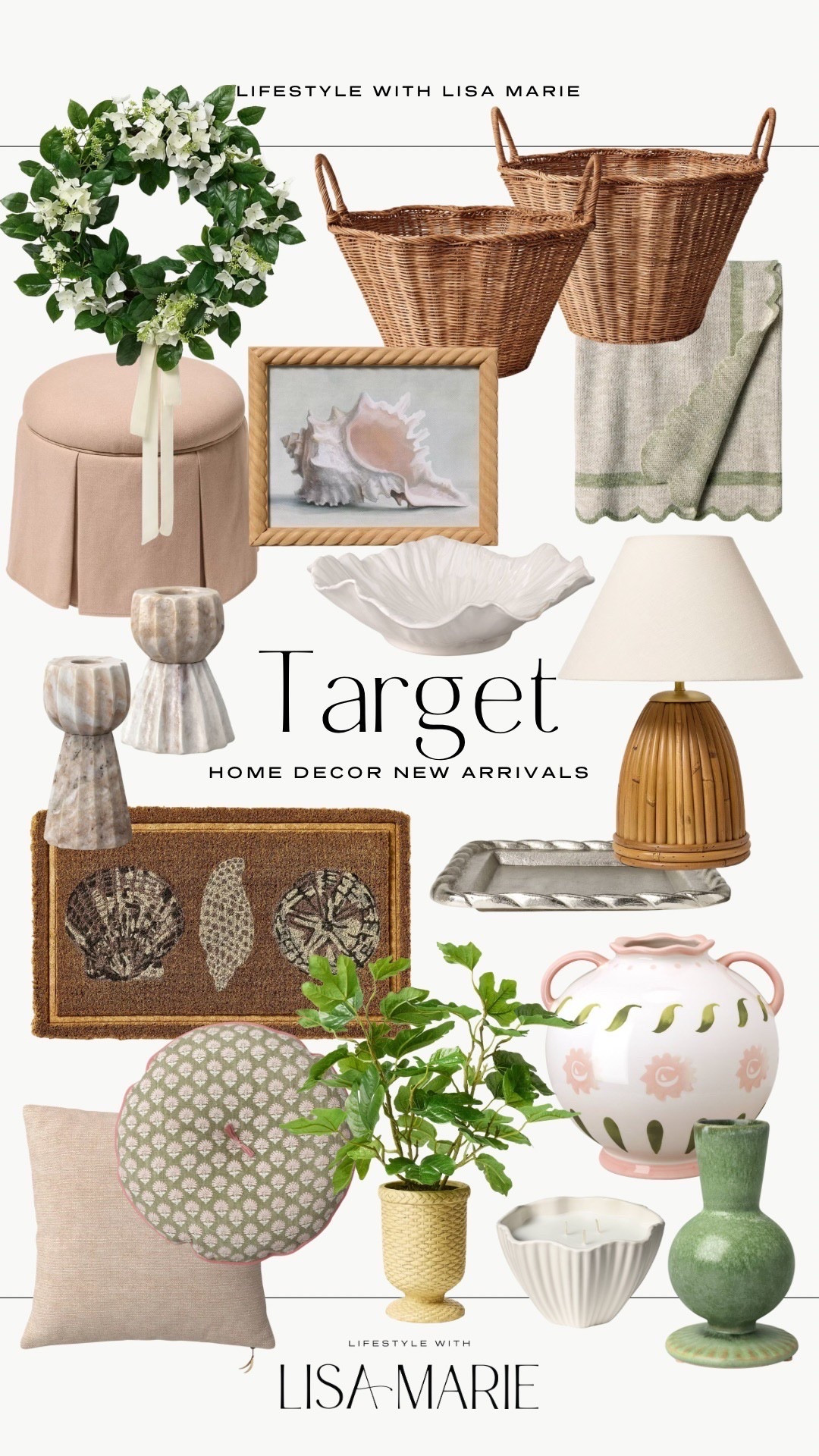 Target home new arrivals. Studio McGee spring home decor. New furniture. Decorative pillows and throws. Vases, faux greenery and trees. Storage baskets. Table lamps. Candleholders.


#LTKSeasonal #LTKHome