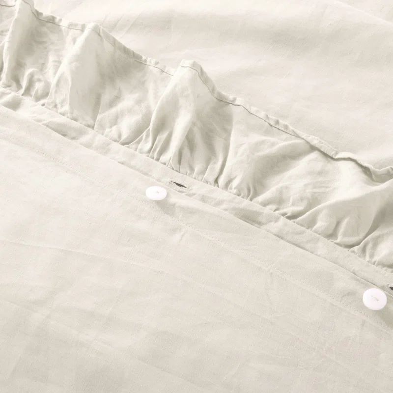 Adelynn Stone Washed Linen Ruffled Duvet Cover Set | Wayfair North America