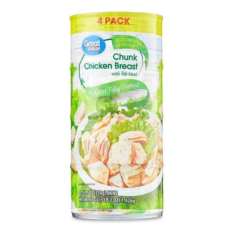 Great Value Chunk Chicken Breast, 12.5 oz Can (4 Pack) - Walmart.com | Walmart (US)