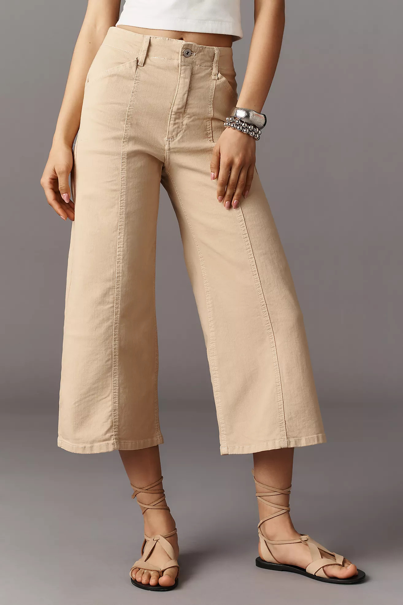 The Delaney Crop Clean-Seamed High-Rise Wide-Leg Jeans by Maeve | Anthropologie (US)