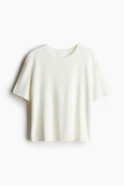 H & M - Fine-Knit T-Shirt - White | H&M (US + CA)