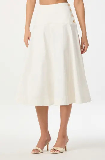 Drop Waist Stretch Cotton Midi Skirt | Nordstrom