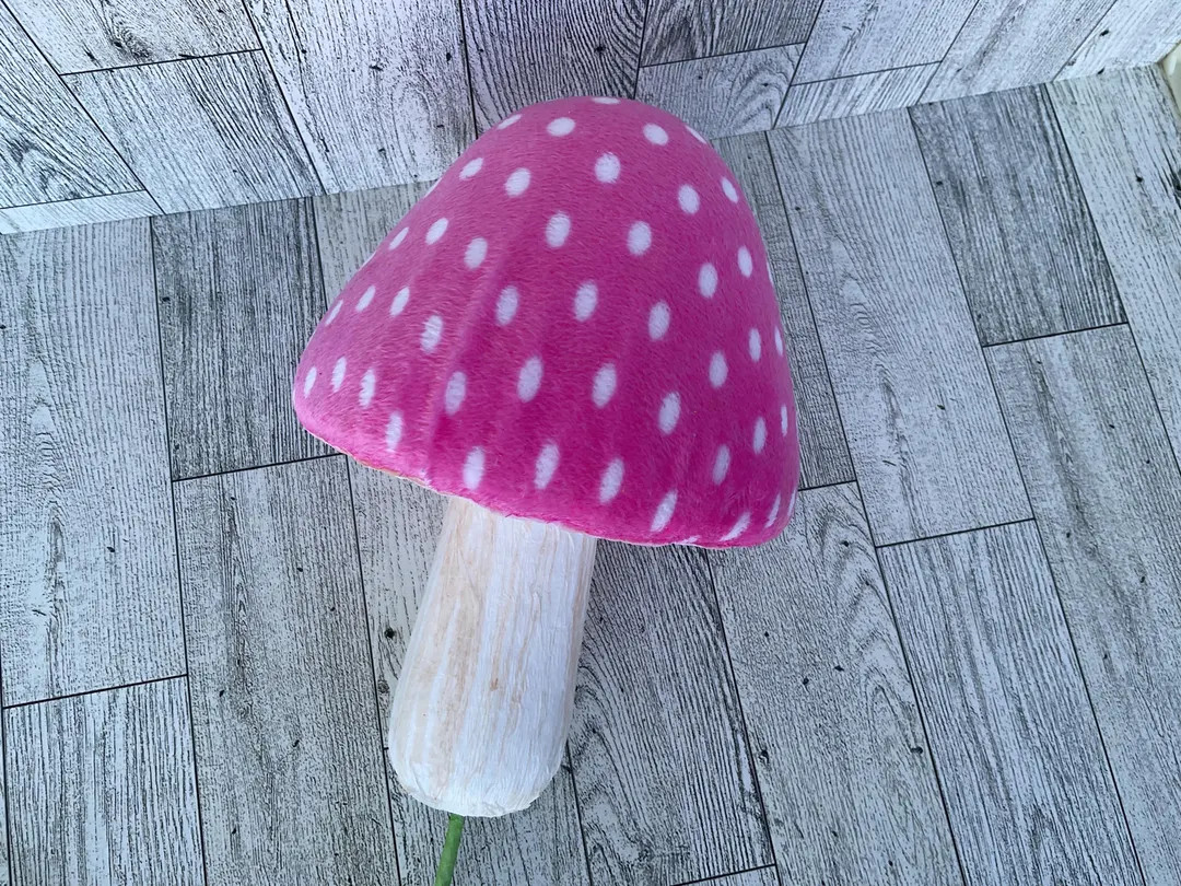 Pink and White Pokka Dot Mushroom on a Stick Wreath Craft Supply for Arrangements DIY Spring East... | Etsy (US)
