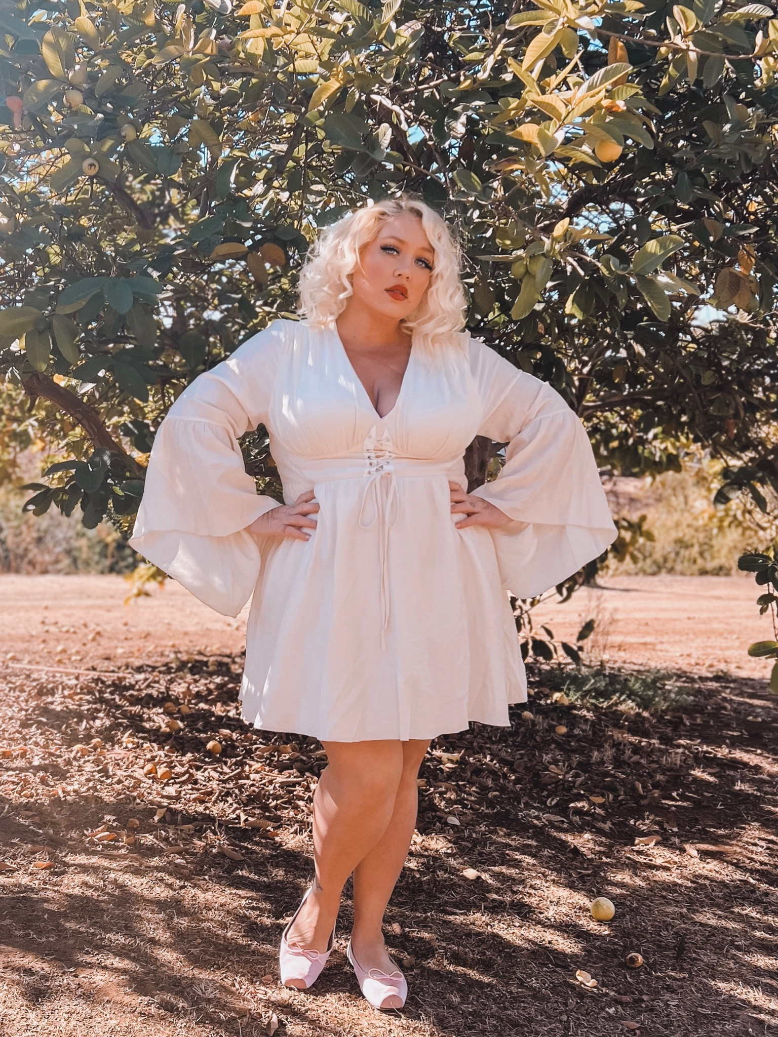 Dress with amazing sleeves and ballet flats

#LTKSeasonal #LTKPlusSize #LTKMidsize