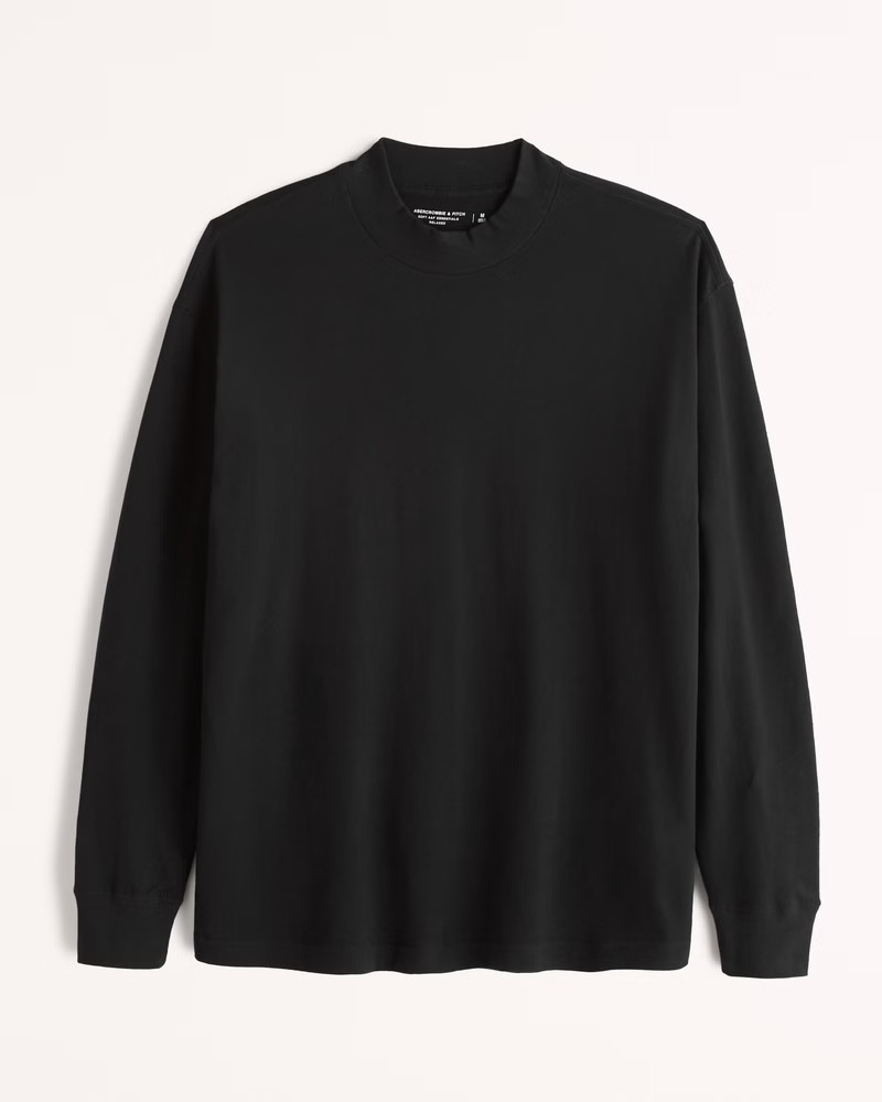 Men's Essential Long-Sleeve Mockneck Tee | Men's Tops | Abercrombie.com | Abercrombie & Fitch (US)