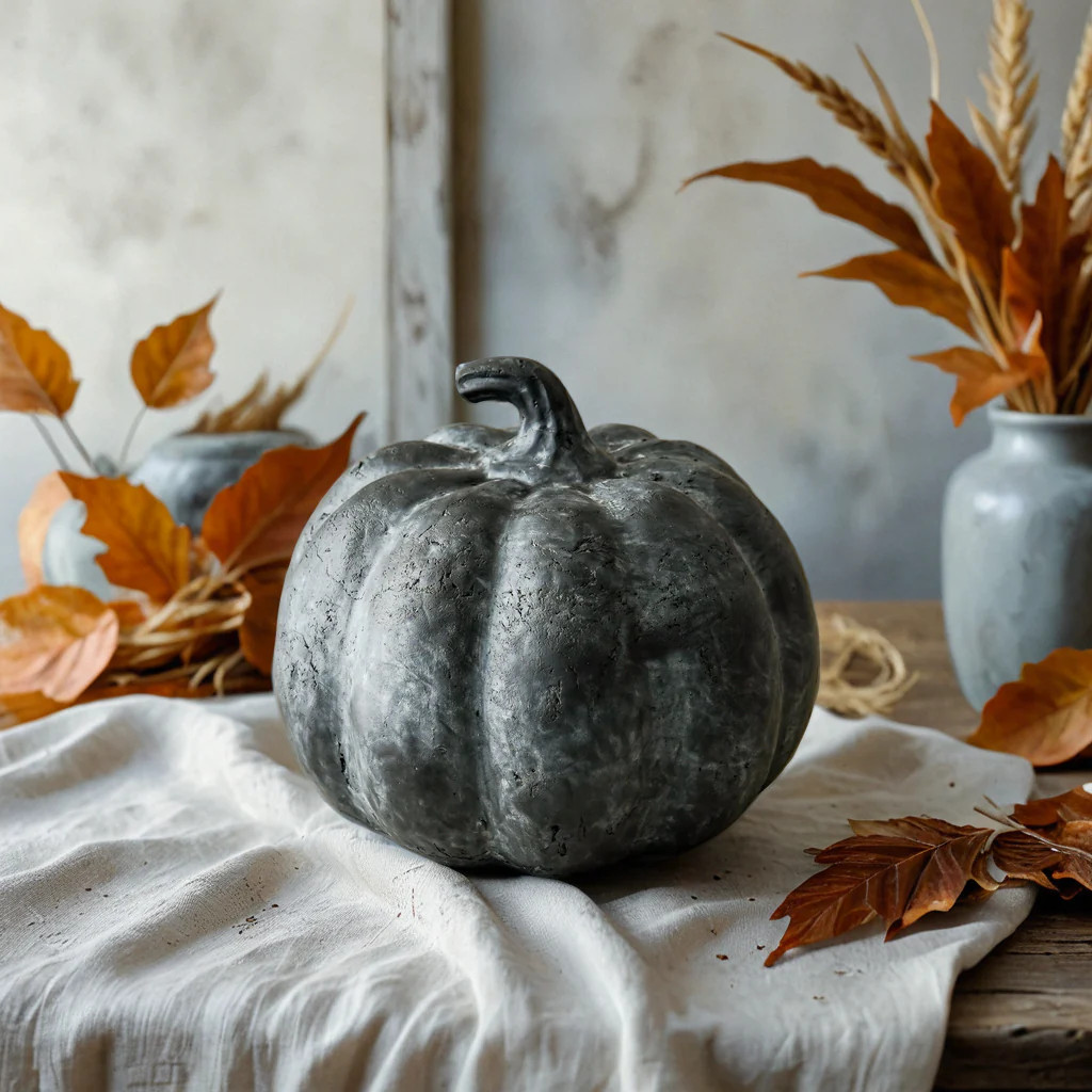 Wide Black Terracotta Pumpkin | Matte Fall Accent | MJHome