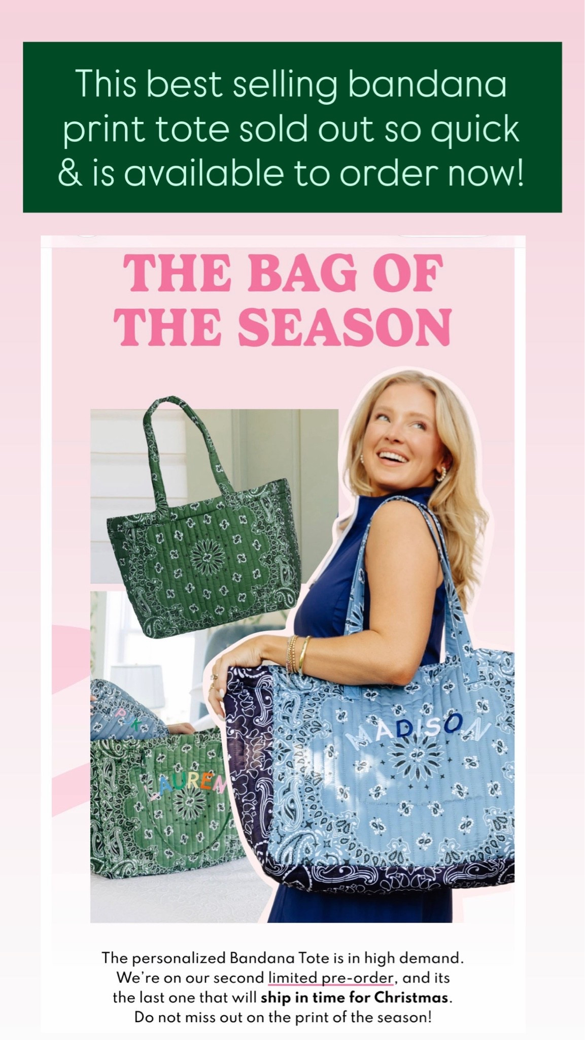 This cute Bandanna tote sold out in a day and it is now available for pre-order! Also linked some other personalized items from this same small business. 

Code LAURA10 should work for 10% off at Sprinkled with Pink

#LTKootd #LTKOver40 #LTKSeasonal