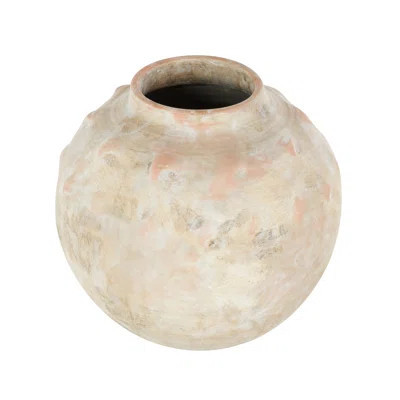 Cole And Grey Ceramic Antique Short Wide Decorative Vase With Shades Of Pink | Wayfair North America