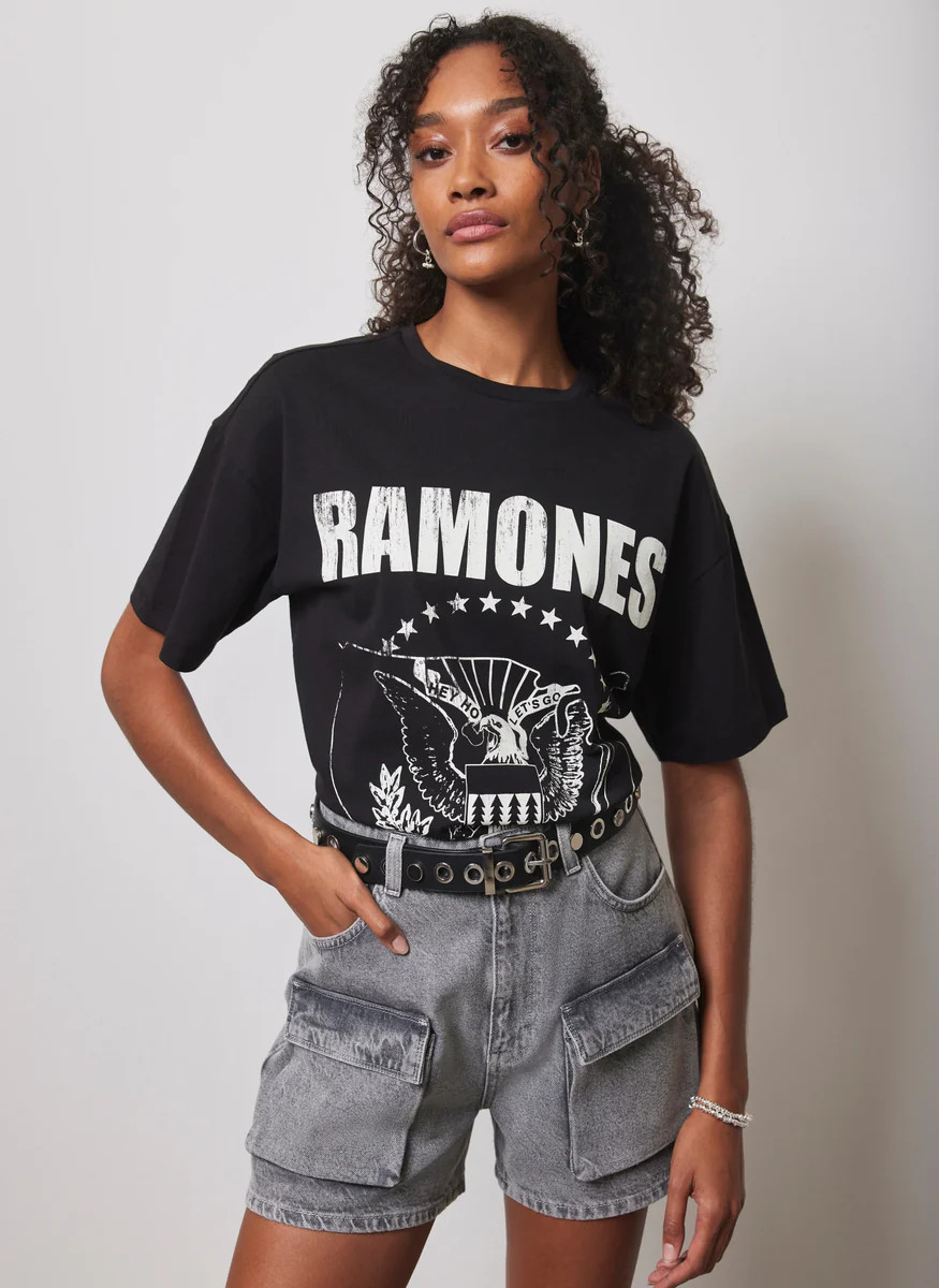 Black Ramones Graphic T-Shirt | Mint Velvet