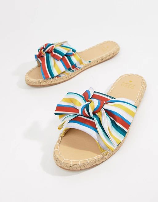 Oasis candy striped bow espadrille sliders | ASOS US