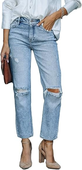 Lesore Womens High Waist Stretch Distressed Jeans Destroyed Denim Pants | Amazon (US)
