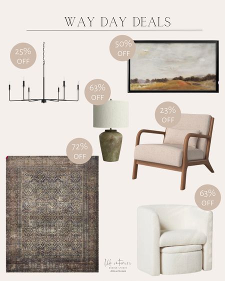Way Day Deals 
Landscape wall art / accent chairs / area rugs / table lamp / ceiling light 

#LTKsalealert #LTKhome