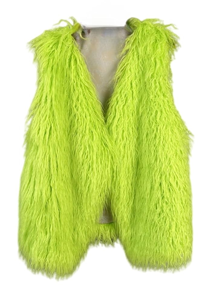 Women's Fluffy Faux Fur Vest,Shaggy Cropped Short Jacket Coat | Amazon (US)