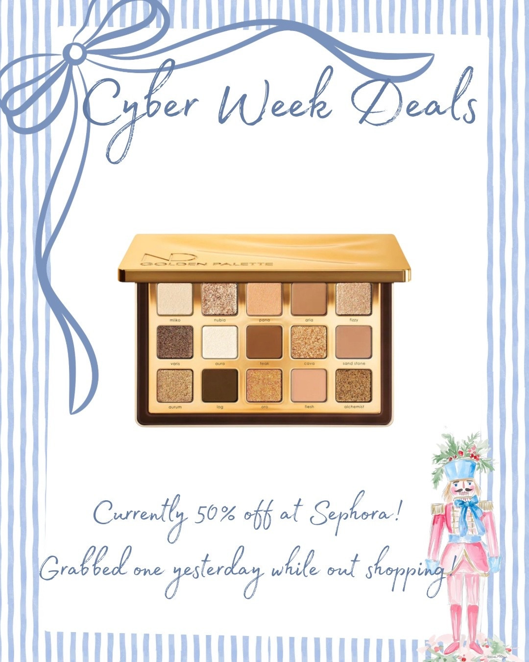 Natasha Denona for 50% off at Sephora?! Run. This palette is buttery, blendable perfection. ✨😍

#SephoraSale #CyberWeekDeals #MakeupOnSale #BeautySteals #MakeupDeals #GiftableBeauty #HolidayBeauty

#LTKCyberWeek #LTKBeauty #LTKGiftGuide