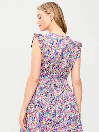 Flutter-Sleeve Poplin Top | Old Navy (US)