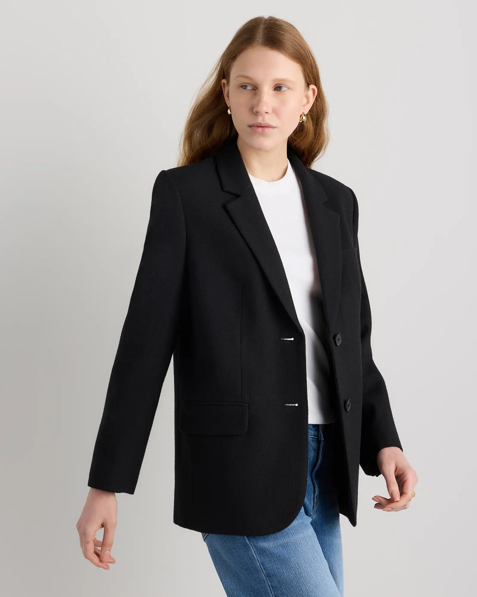 Italian Wool Oversized Blazer in Black | Quince