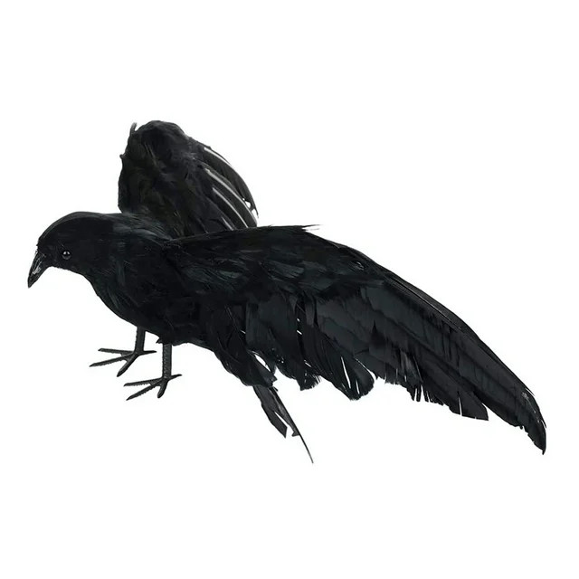 Halloween Crow Realistic Artificial 12 Black Feathered Raven Craft Prop Decor | Walmart (US)