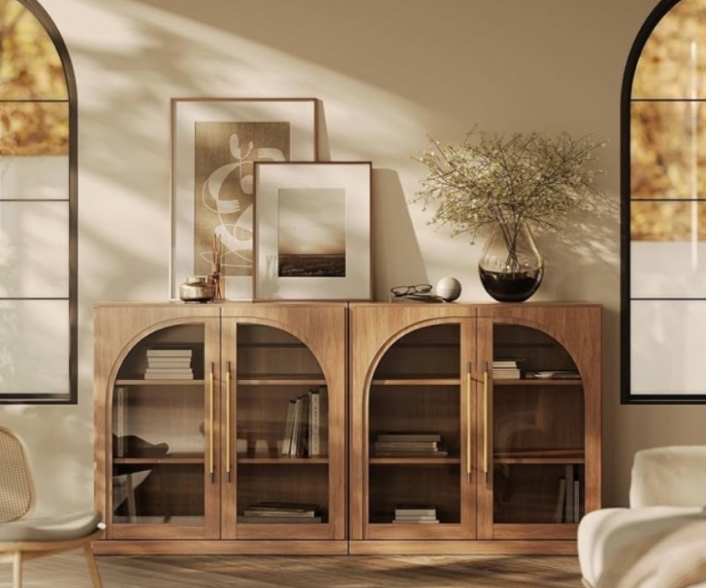 The arched glass sideboard set that makes a room feel instantly more elevated. 🌿 Classic modern lines, display storage, adjustable shelves, and a beautiful buffet-style look make it perfect for dining rooms, living rooms, entryways, or styled home corners that need a polished focal point. 

Claim the piece that makes your space look expensive. ✨

#LTKHome #LTKSeasonal #LTKU