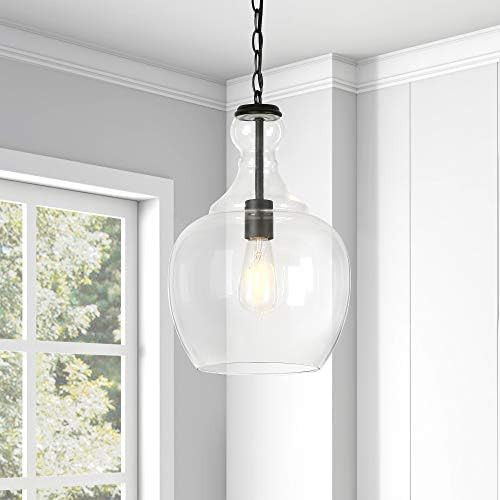 Henn&Hart PD0273 Industrial 1 Contemporary Blackened Bronze with Glass Shade for, Kitchen, Dining... | Amazon (US)
