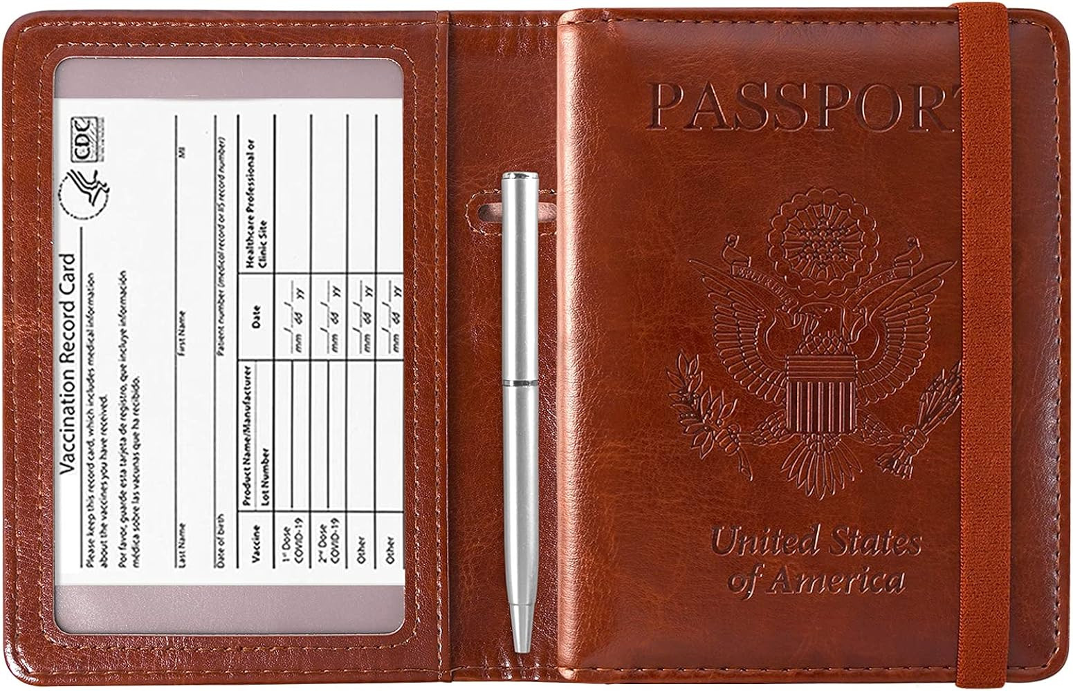 ACdream Passport and Vaccine Card Holder Combo, Cover Case with CDC Vaccination Card Slot, Leathe... | Amazon (US)