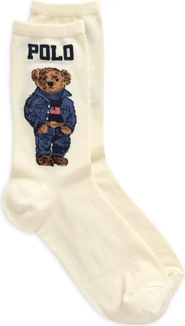 Americana Bear Cotton Blend Crew Socks | Nordstrom