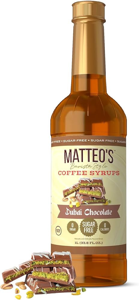Matteo's Dubai Chocolate Syrup for Coffee, Lattes, Cappuccinos & Desserts – Sugar-Free Sweetene... | Amazon (US)