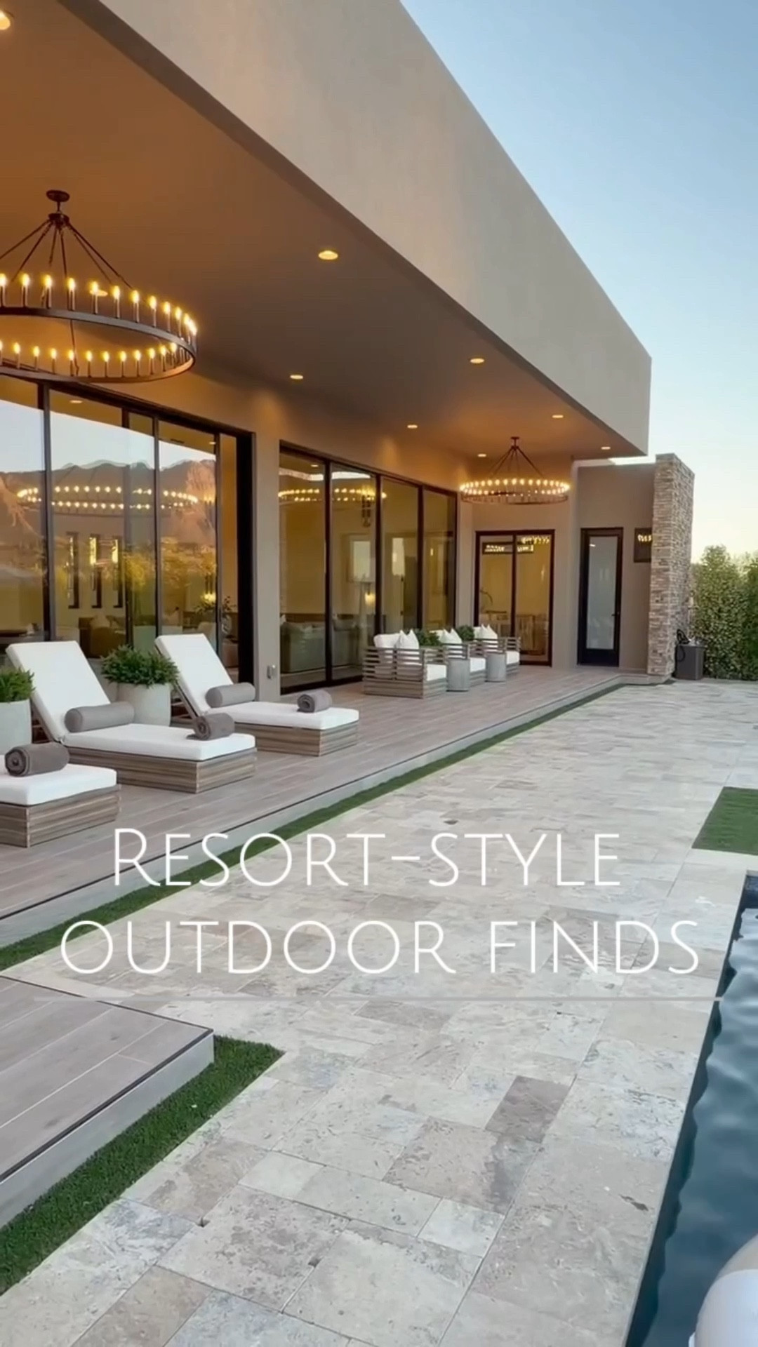 This has been my favorite spot lately 🤍

These designer inspired outdoor finds came together so beautifully. Chaise lounges, fluted chairs, sculptural umbrellas, and concrete side tables… it just feels calm and elevated.
Loving the UV faux bushes and florals in the oversized pots 🌿 the easiest maintenance ever and look real! 

outdoor patio furniture 
designer inspired outdoor
modern patio furniture
faux outdoor plants
resort style patio 
