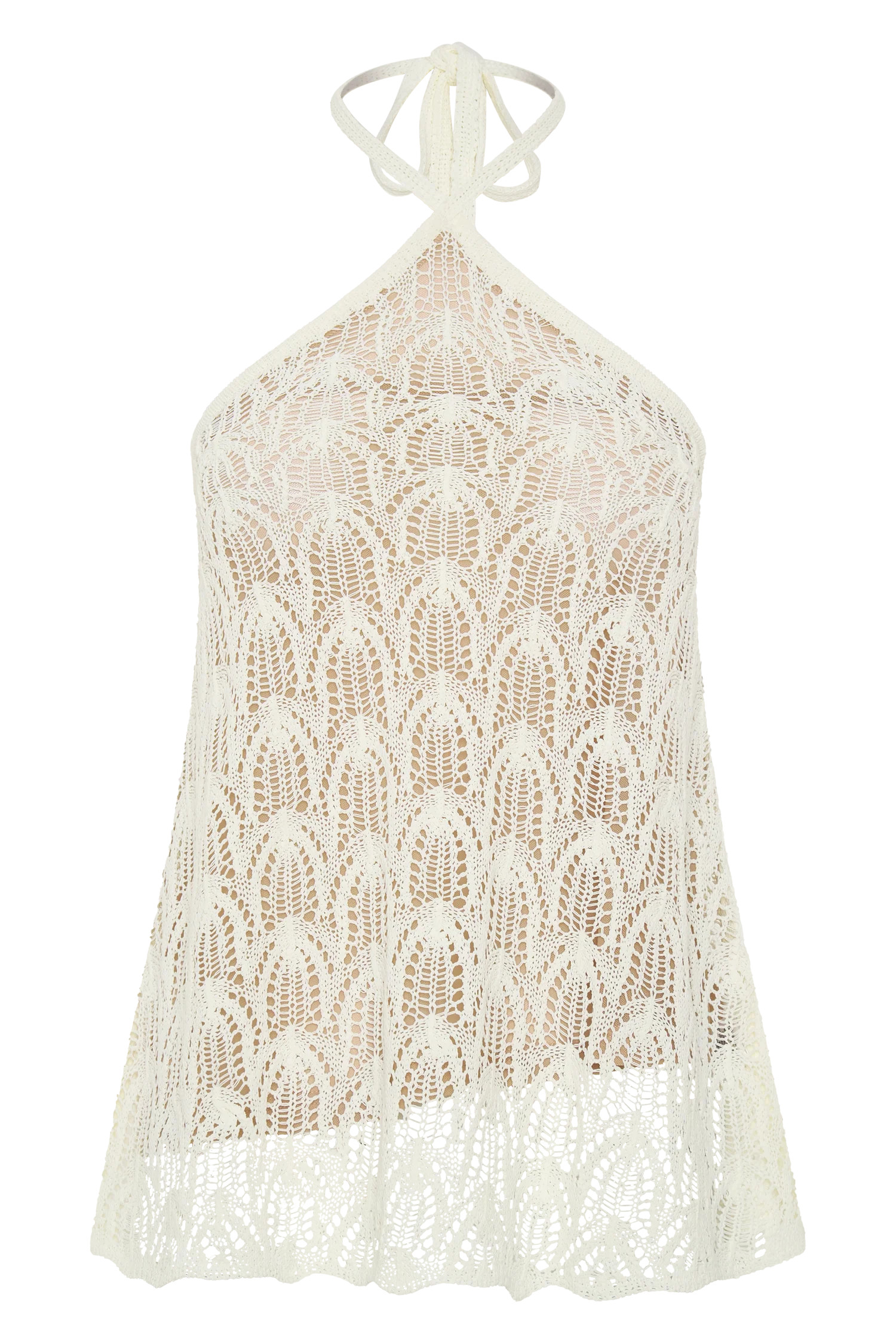 Corey Crochet Halter Neck Top - Ivory | MESHKI US