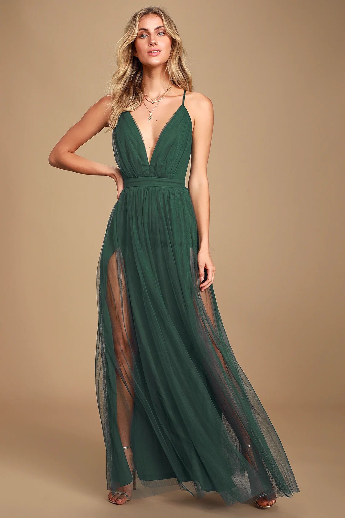 Rare Beauty Hunter Green Backless Maxi Dress | Lulus (US)