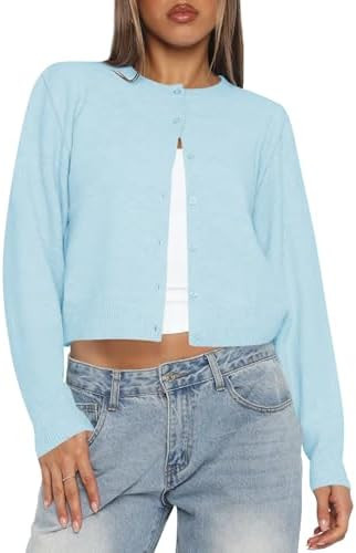 Kistore Cropped Cardigan Sweaters for Women Lightweight Knit Clothes 2026 | Fashion Clothing,Butt... | Amazon (US)