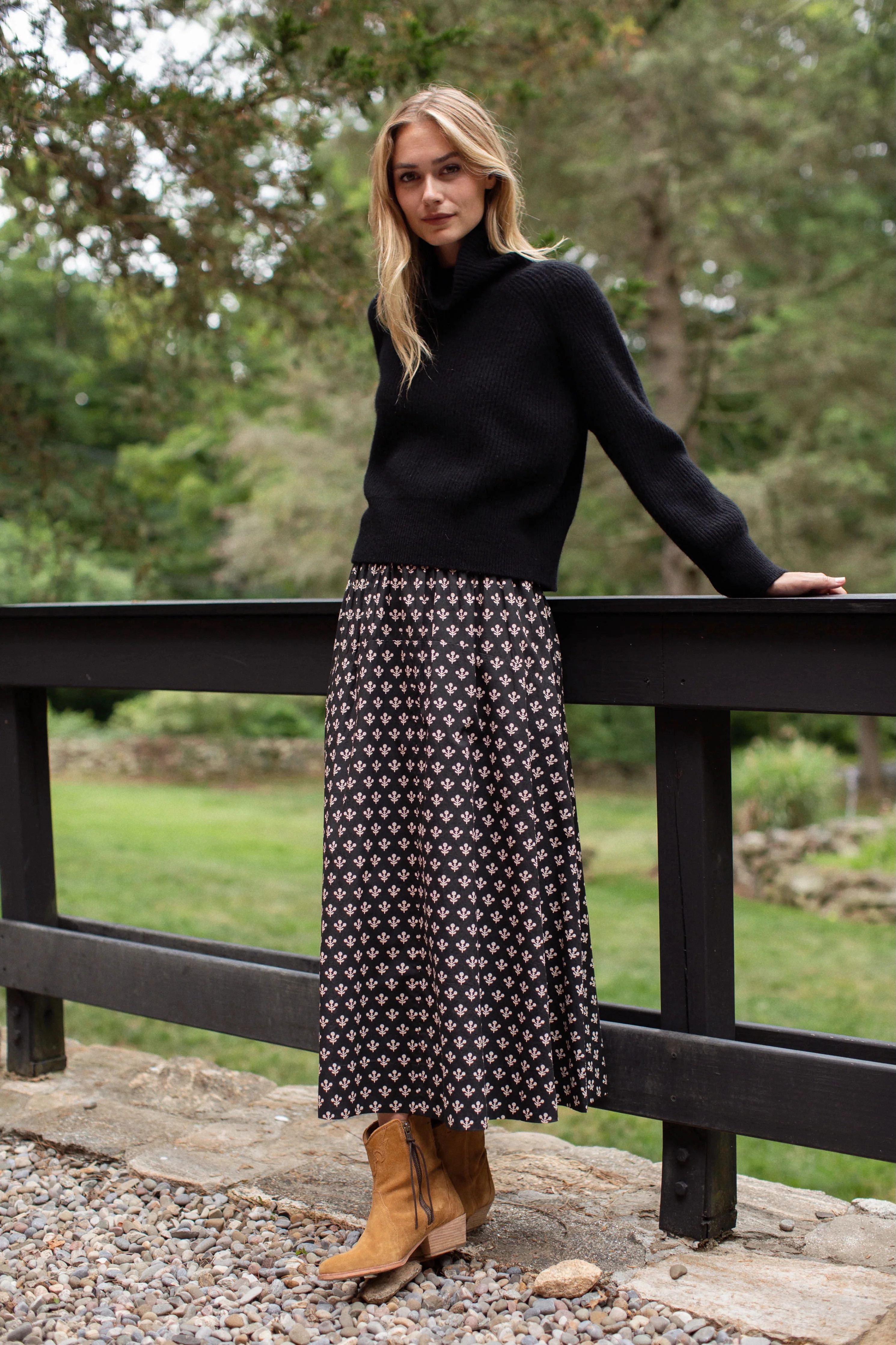 Louisa Skirt - Black Marea Flower | Marea
