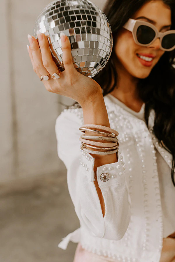 Wave To You Bangle Bracelet Set In Natural | Impressions Online Boutique