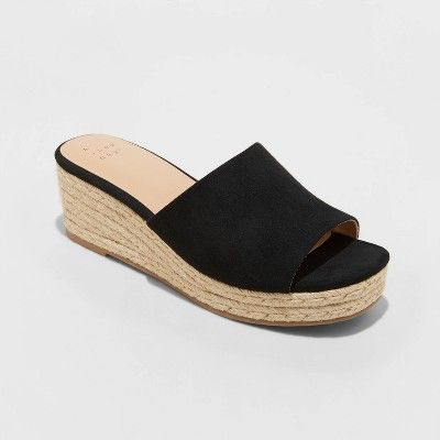 Women&#39;s Mavis Espadrille Mule Wedges - A New Day&#8482; Black 10 | Target