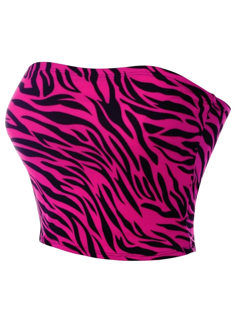 MixMatchy Women's Casual Strapless Print Tube Tops Strapless Sleeveless Bandeau Tops | Amazon (US)