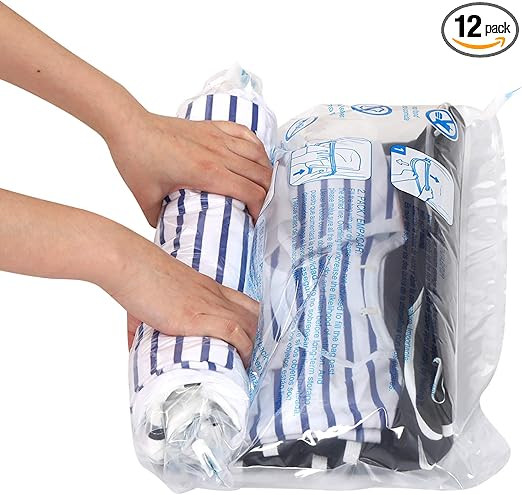 12 Compression Bags for Travel, Travel Essentials Compression Bags, Vacuum Packing Space Saver Ba... | Amazon (US)