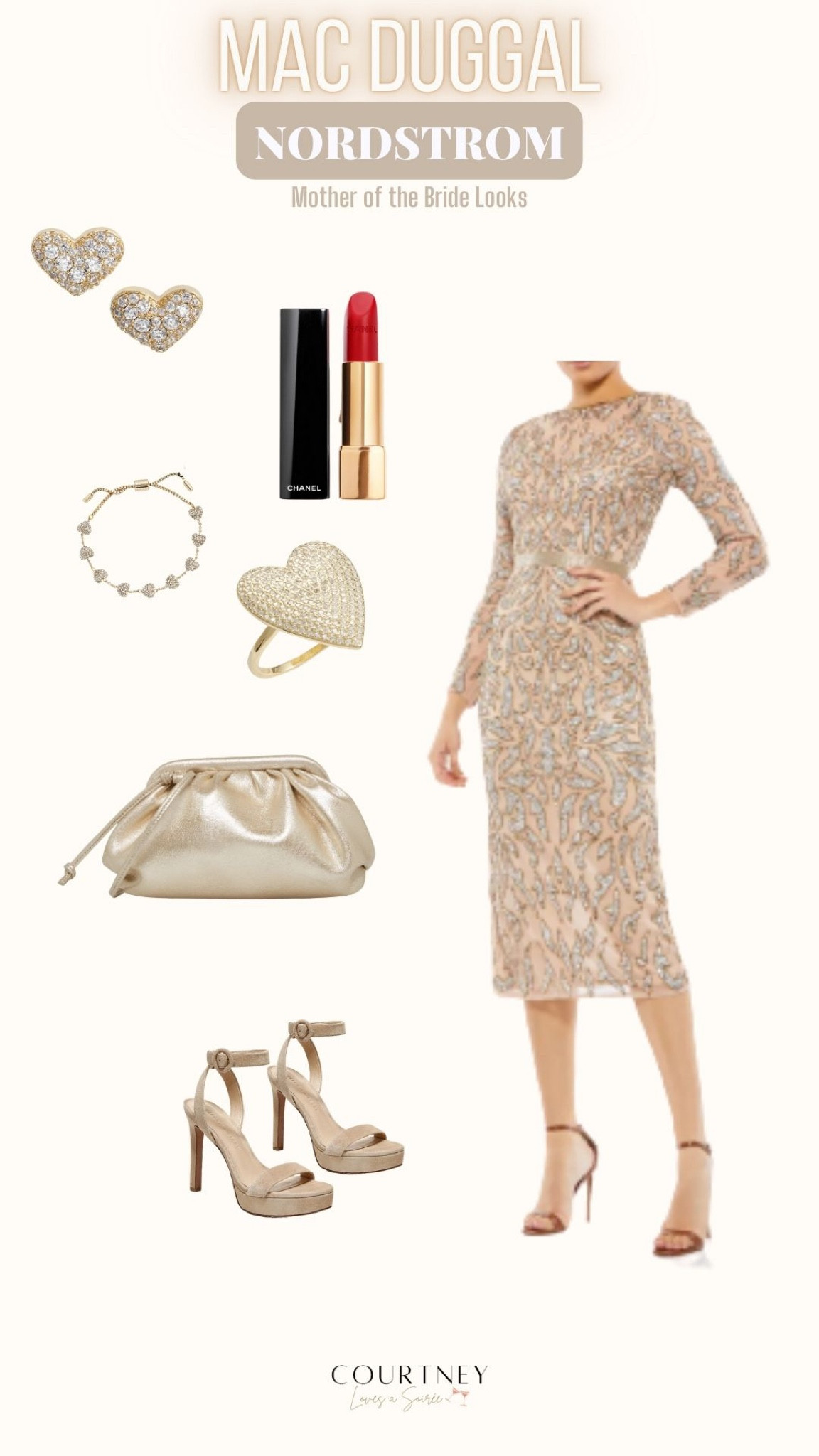 Sparkle in gold as the mother of the bride in this chic dress look. Complete with pretty gold accessories & finish with a matte red lip. Nordstrom is your wedding go to for a classic style. 

#LTKstyletip #LTKFind #LTKwedding