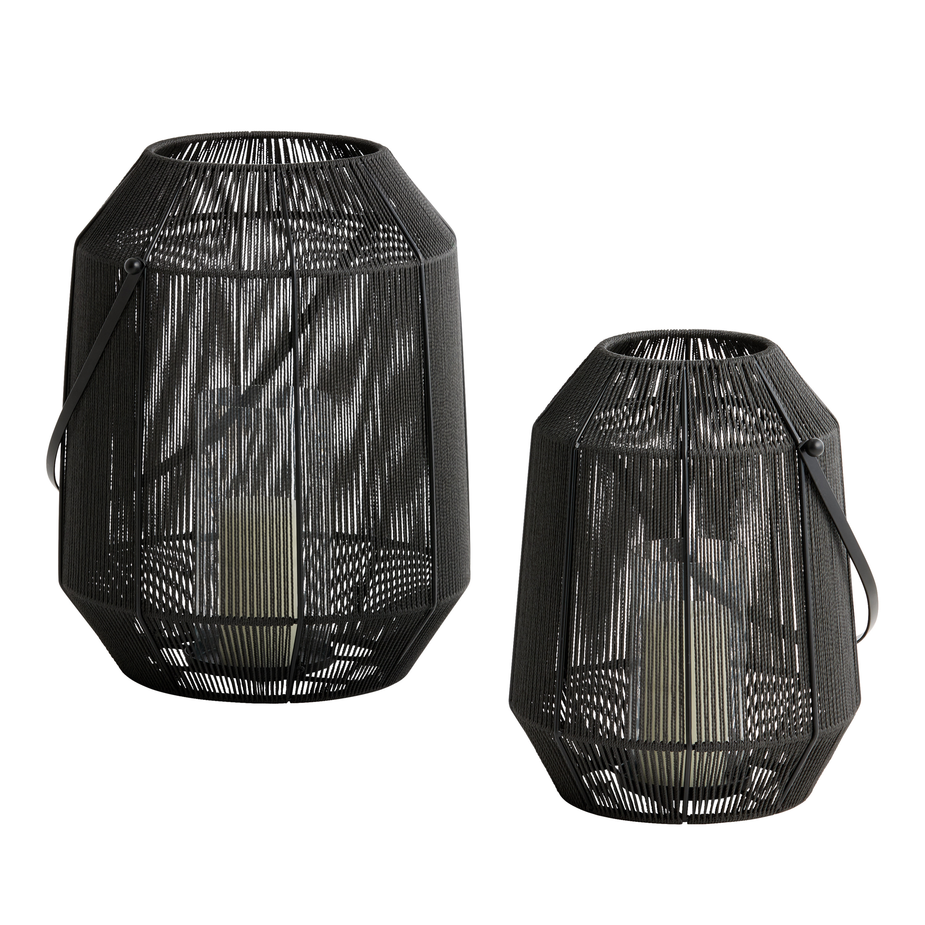 Black Woven Rope Hurricane Candle Holder | World Market