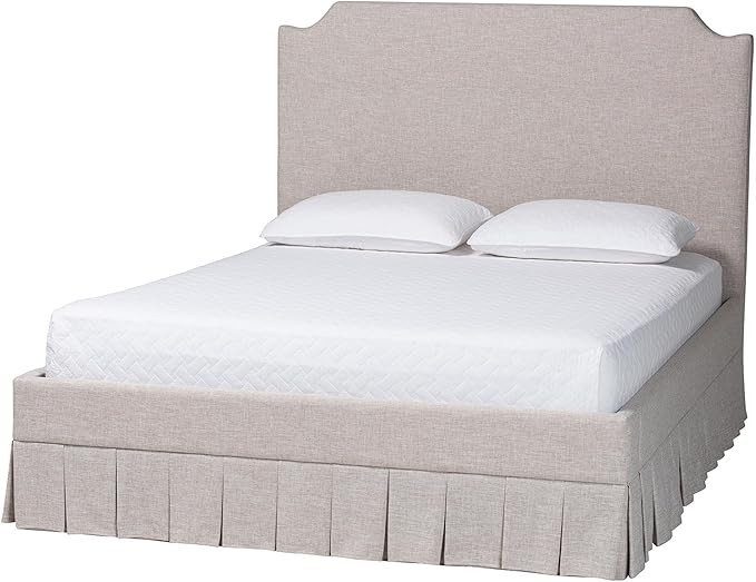 Baxton Studio Ronelyn Platform Bed with Pleated Skirt - Fabric Upholstered Bed Frame with Panel H... | Amazon (US)