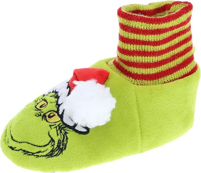 The Grinch Socktop Slipper for Toddlers, Holiday Slipper Sock with 3D Santa Hat, Green, Toddler S... | Amazon (US)