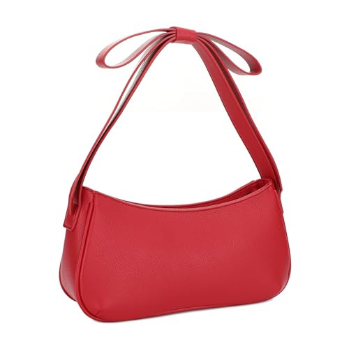 Mali+Lili Shoulder Bag for Women, Hobo Leather purses, Hobo Bags for Women, Women's Shoulder Handbags, Everyday Purse, Marissa Vegan Leather Bow Strap Underarm Purse, Red | Amazon (US)