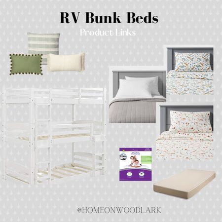 RV remodel links for bunk bed area.  Amazon white triple bunk bed.  Accent pillows from Target.  Gray quilt twin.  RV bunk bed mattress.  RV bunk bed mattress cover.  Twin sheet set.  Kids twin bedding.  Target Pillowfort bedding for kids.  Adventure bedding set.  

#LTKhome #LTKunder50 #LTKFind