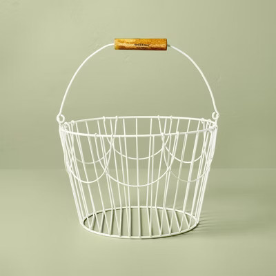 Coated Wire Easter Basket with Wood Handle Cream - Hearth & Hand™ with Magnolia | Target