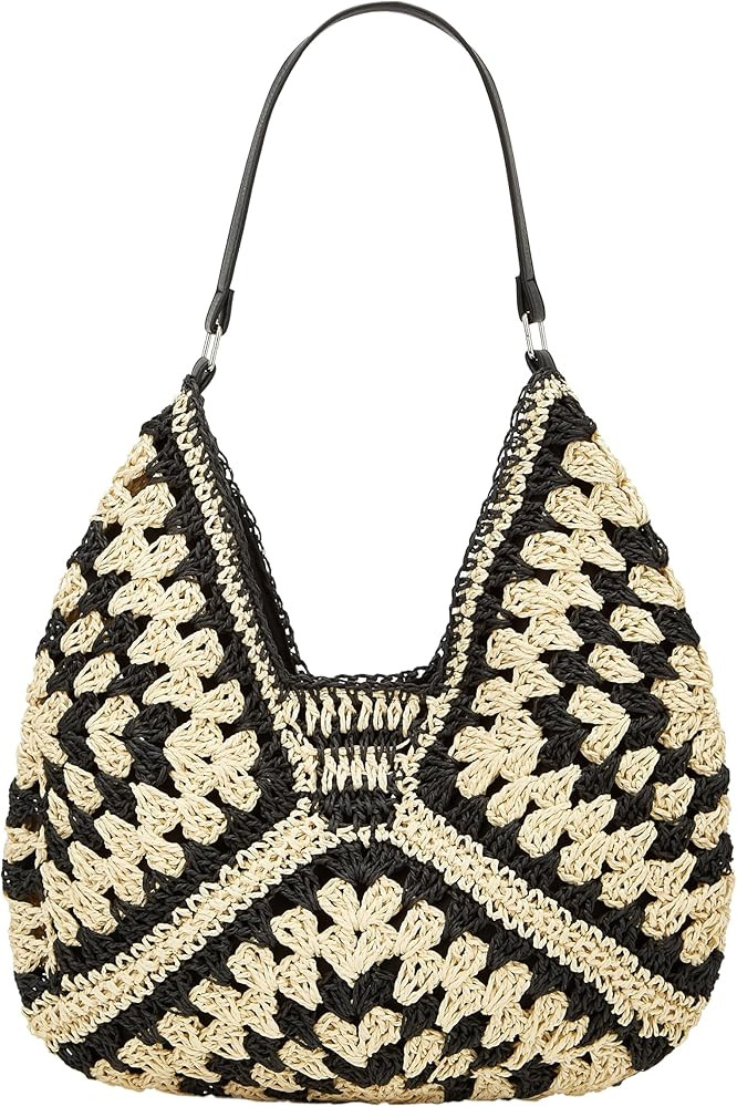 Straw Hobo Bags for Women Vintage Shoulder Bag Everything Tote Bag Designer Beach Bag Holiday Wor... | Amazon (US)