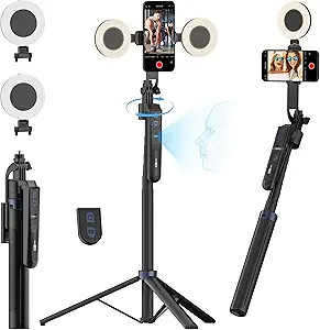 USKEYVISION Auto Face Tracking Tripod 360 Rotation,70.9” Phone Tripod for iPhone w/Fill Light,S... | Amazon (US)