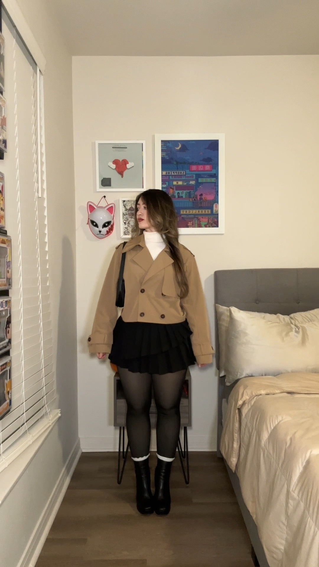 cropped trench coat outfit