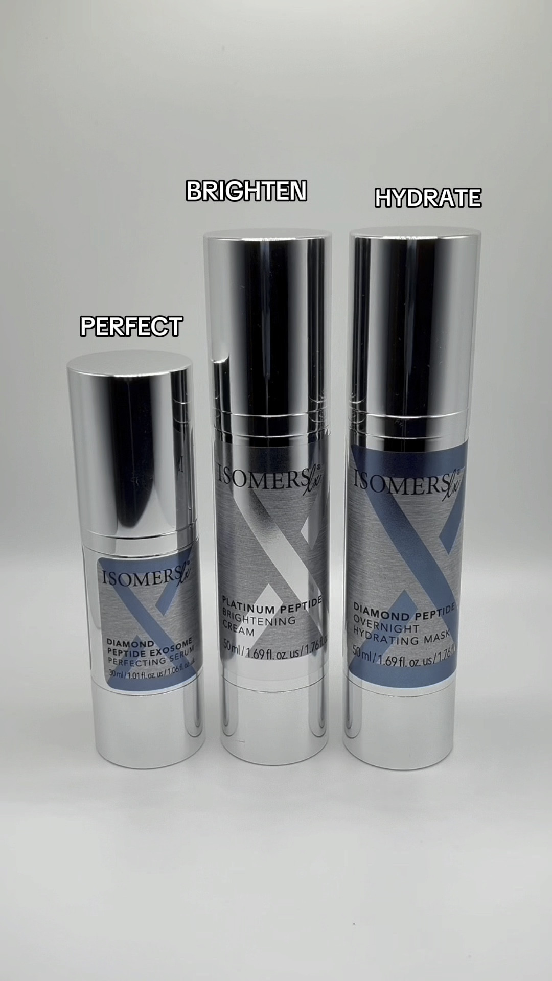 Science-backed skincare brand Isomers Lx is the new standard when it comes to effective and quality skincare. This Peptide gift set is the perfect addition to anyone’s daily skincare routine (especially those looking to prevent the first signs of aging and reverse lines and wrinkles). 

Diamond Peptide Exosome Perfecting Serum: This luxurious serum lifts, firms, and restores the skin's natural radiance. Scientifically Proven to combat the first signs of aging and heal stressed skin.

Diamond Peptide Overnight Hydrating Mask: A luxurious overnight cream mask formulated to protect and rehydrate the different layers of the skin. Enriched with a combination of potent peptides, fused together by the power of diamonds to reverse the visible signs of aging.

Platinum Peptide Brightening Cream : Infused with platinum peptides, soothing antioxidants, and cutting-edge technology. This day cream also has groundbreaking MVP Technology, which turns the platinum into a protective shield for anti-aging peptides.

#isomersskin #exosomes #luxuryskincare  

#LTKGiftGuide #LTKbeauty #LTKsalealert
