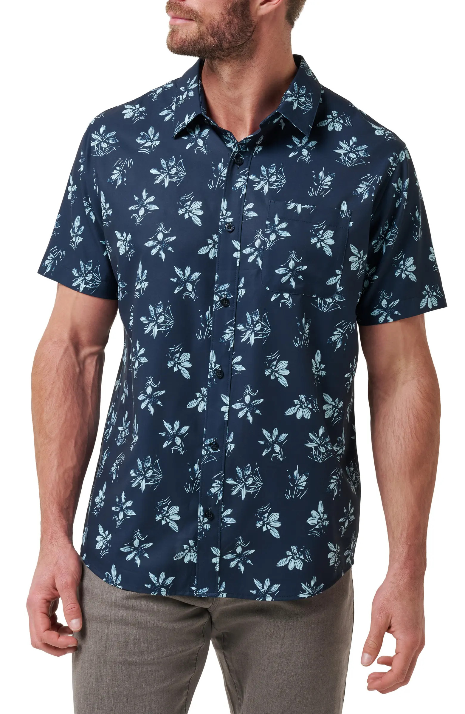 Seamate Floral Short Sleeve Button-Up Shirt | Nordstrom